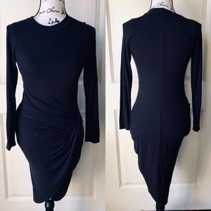 Black Asymmetrical Dress with Knot Front